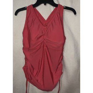 Women’s Pink UV Skinz Tank Top Swimsuit Top, Bathing Suit Top Size Medium Ruched
